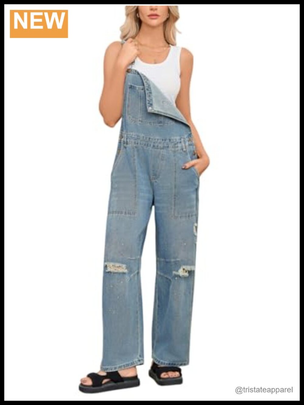Women's Denim Bib Overalls Wide Leg Barrel Y2K Baggy Jumpsuit Cotton Blend